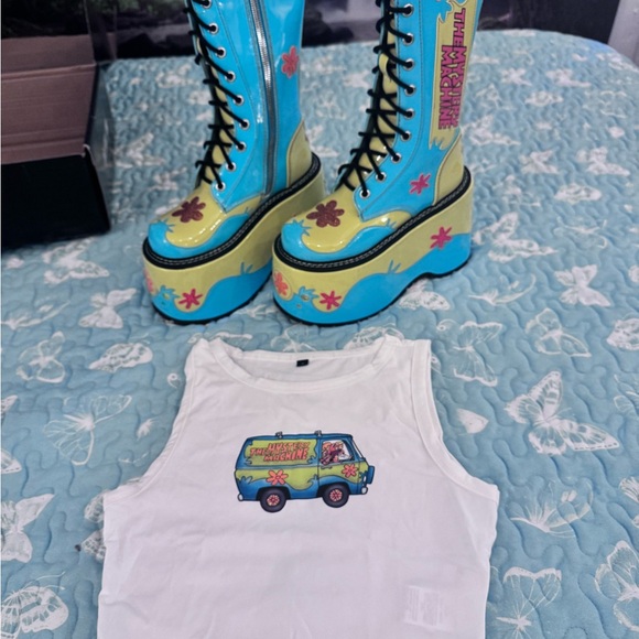 Dolls Kill Shoes - Dolls Kill® x SCOOBY-DOO™ "Mystery Machine" Platform Combat Boots | Size 7
